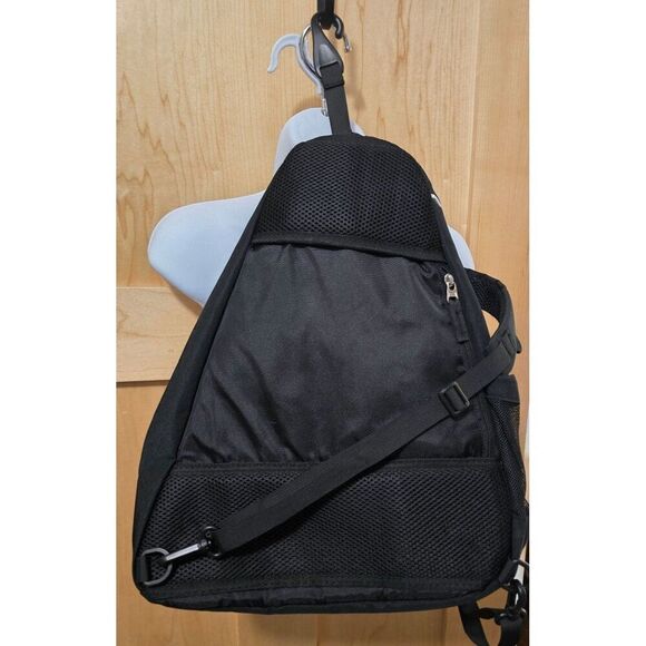Throggy Black Sling Backpack With Multiple Zipper Pockets & Mesh Holder - Picture 9 of 11